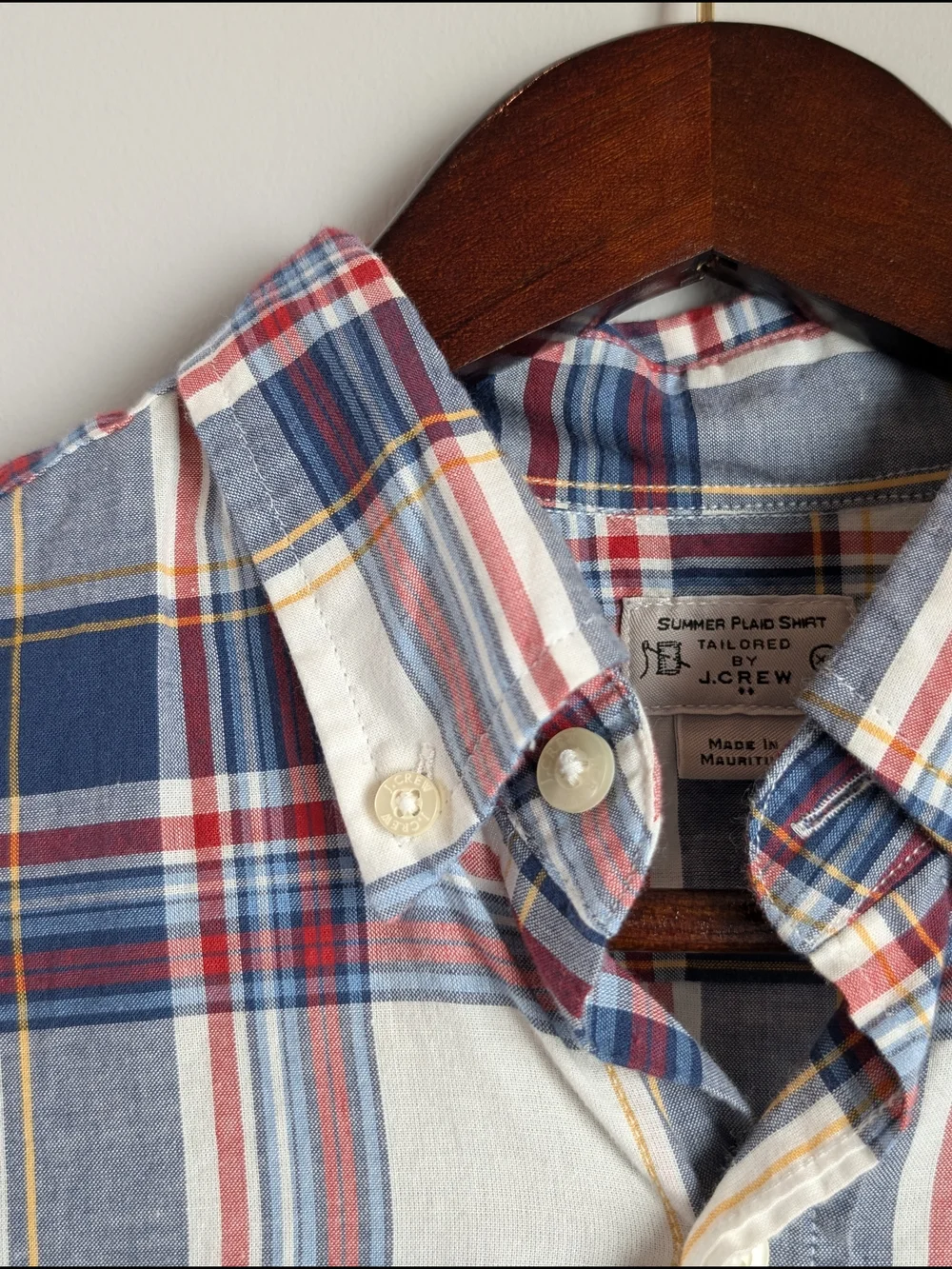 J.Crew Men's XS Summer Plaid Button Down Shirt Blue Red White Cotton 40732